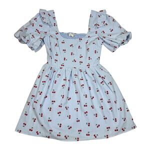 The Frolic Womens Size S Channel Frill Puff Sleeve Mini Dress Cherry Print